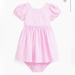 Pink Seersucker Puff Sleeve Baby Dress
